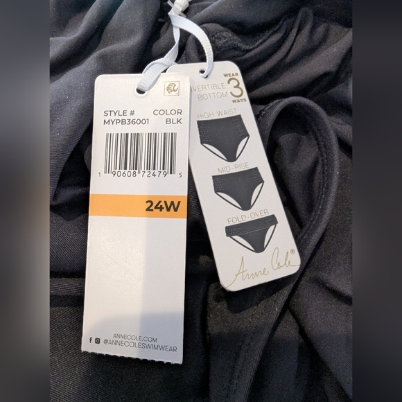 Anne Cole 3 Way Convertible Bottom (High Waist, Fold Over, and Cinched) Size 3x - Picture 5 of 11